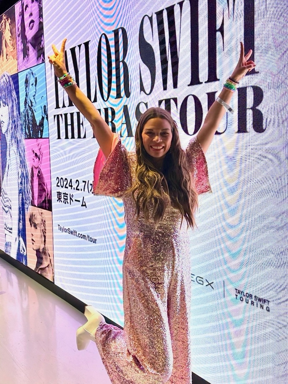 Ivy City Co Pink Sequin Wide-Leg Jumpsuit